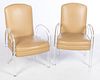 Pair Modern Lucite & Faux Leather Armchairs, 20th C