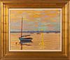 Ed Hatch (VA, 21st C), Boats at Sunset, O/C