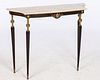 Hollywood Regency Ebonized Marble Top Console Table