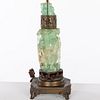 Chinese Green Quartz Vase Now Mounted as a Lamp