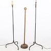 Pair of Wrought Iron Standing Lamps and a Hat Stand