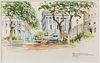 Everett Mayo, Johnson Square Savannah, Watercolor