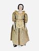 China shoulder head lady with Unusual Hairstyle. 17" doll with molded and painted hair and facial features, on stitch-jointed cloth body with china lo