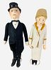 Pair reissue Steiff "Betty Tennis Lady" and "Gentleman" dolls. All wool felt with center seam heads, glass bead eyes and painted facial features. Gent