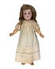 Kestner 167 bisque socket head girl. 17" doll with antique mohair wig, glass sleep eyes, molded brows, open mouth with teeth, on jointed composition b