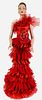 16" Tonner Tyler Wentworth Collection doll dressed in red ruffled gown with red shoes. No box.