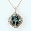 Stunning 10 Carat Green Amethyst & Diamond Pendant Necklace