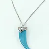 Turquoise, Diamond & Moonstone "Italian Horn" Pendant Necklace