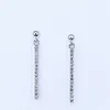 Contemporary Diamond Bar Drop Earrings - 18K White Gold