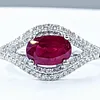 Deep Red Ruby & Diamond Cocktail Ring