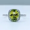 Stunning Diamond Halo & Green Apple Peridot Ring