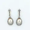 Beautiful Cultured Pearl & Diamond Drop Earrings - 18K Gold