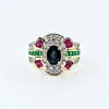 Yellow Gold Ruby, Emerald, & Sapphire Cocktail Ring