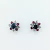 Beautiful Blue Diamond Stud Earrings with Ruby & Diamond Jackets