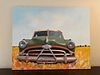 Large Scale Signed HAROLD PICKERN Oil on Canvas of Green Car Titled "Hornet"