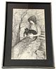 BARBARA A. WOOD Signed Lithograph Titled "Girl with Cat"