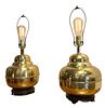 Pair Polished Brass Table Lamps