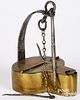 Peter Derr iron, brass, and copper fat lamp