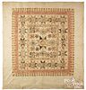 Rare American chintz and block printed quilt