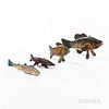 Four Painted Wooden Fish Decoys