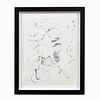 ABSTRACT BIOMORPHIC GRAPHITE DRAWING, FRAMED