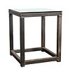 INDUSTRIAL MODERN STEEL & GLASS SQUARE SIDE TABLE