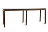 WORMLEY STYLE QUARTZ TOP & WOOD CONSOLE TABLE