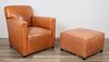 Coach Leather Club Chair and Ottoman