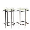 PR, CONTEMPORARY SQUARE GLASS & METAL SIDE TABLES