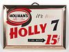 1960 Holihan's Ale-Beer Holly 7 Tin-Over-Cardboard TOC Sign Lawrence, Massachusetts