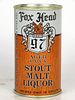 1959 Fox Head Stout Malt Liquor 12oz 66-19 Flat Top Waukesha, Wisconsin