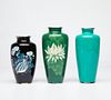 Grp: 3 Japanese Cloisonne Vases Ando