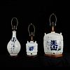 Grp: 3 Japanese Sake Bottles as Lamps