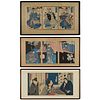 Grp: 3 Japanese Woodblock Triptychs Kuniyoshi, Chicoshige, Toyokuni