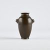 18th-19th c. Chinese Bronze Vase w/ Silver Inlay