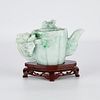 Fine Chinese Carved Jade Teapot in Lotus Pod Form