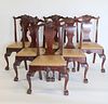 6 Antique Chippendale Style Mahogany Chairs