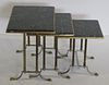 Vintage Steel & Brass Nesting Tables With Marble