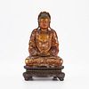 Chinese Qing Dynasty Wooden Seated Guanyin