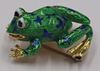 JEWELRY. Martine 18kt Gold and Enamel Frog Brooch.