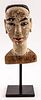 Southeast Asian Polychrome Painted Wood Bust