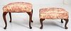 Queen Anne Style Upholstered Stools, 2