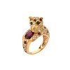 Gemstone, Diamond and 18K Panther Ring