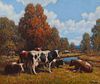 George Hays "Autumn" Oil on Canvas Cattle