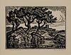 Birger Sandzen "Kansas Landscape" Woodcut