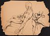 Paul Cadmus Study of 2 Male Figures Ink on Paper