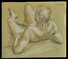 Paul Cadmus Reclining Male Nude Crayon on Paper