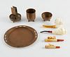 Grp: 8 Carved Pipes & Copper Smoking Set