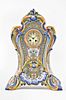 An extremely large and colorful French faience mantel clock