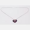 A Sterling Silver and Enameled Heart Form Pendant by David Andersen, Norway.